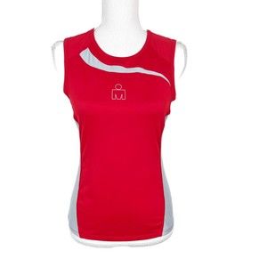 K-Swiss Iron Man Tank Top Women Small Red Grey Athletic Sleeveless Activewear